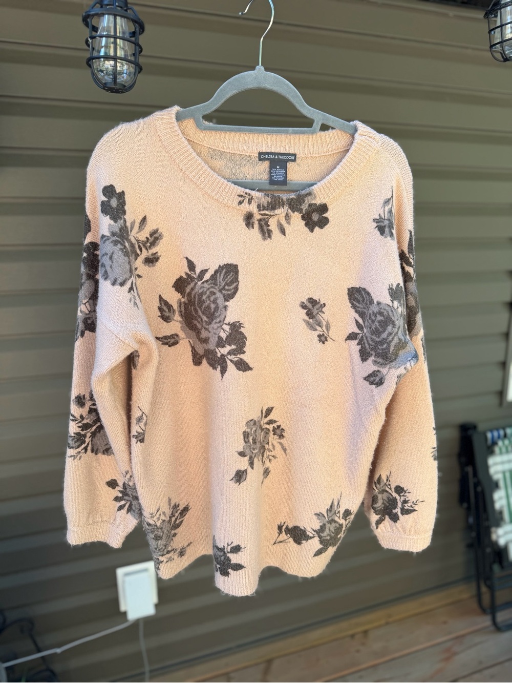 Chelsea & Theodore Pink Floral Knit Sweater Vintage